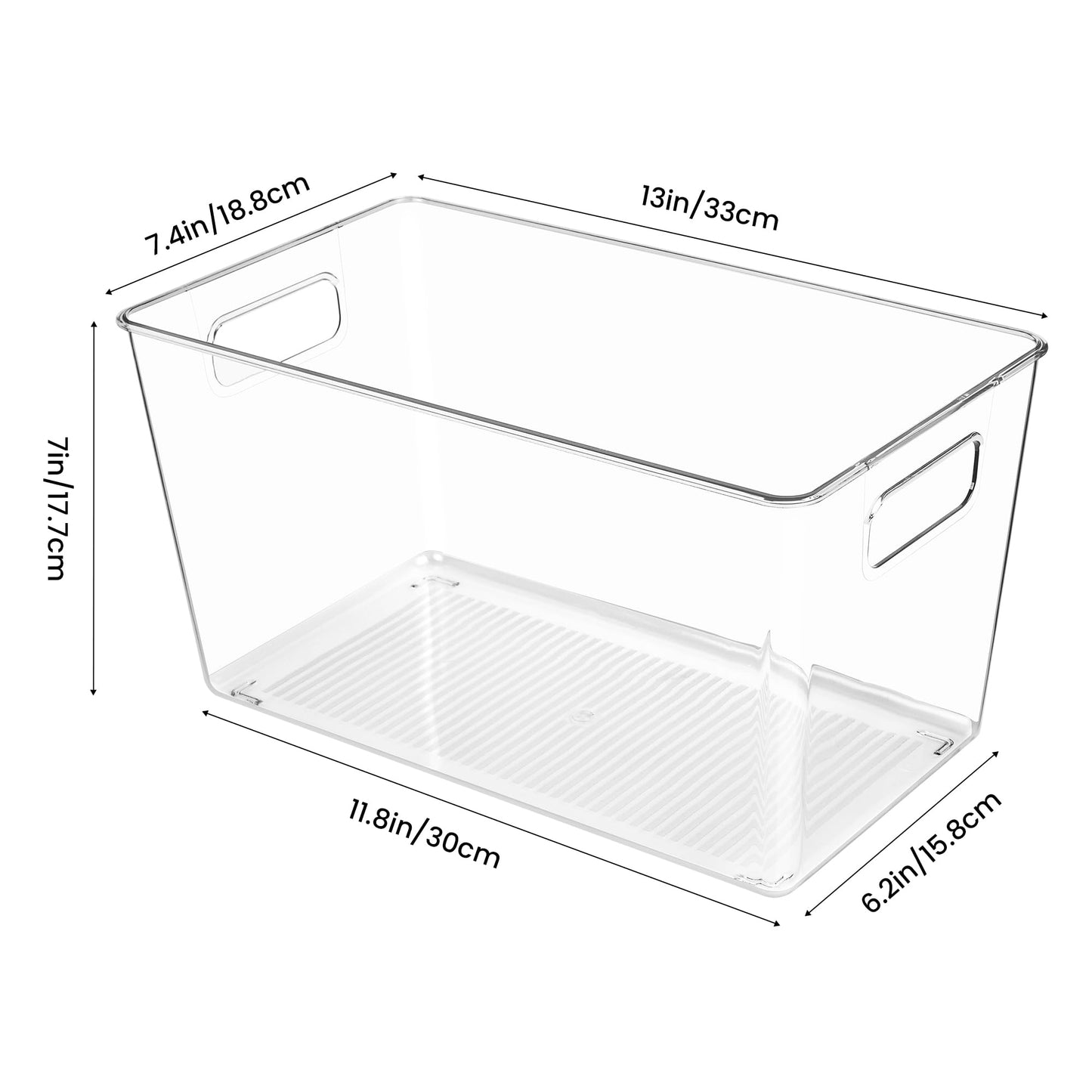 YIHONG Clear Plastic Storage Bins, 4 Pack Pantry Organizer Bins with Handle for Kitchen, Freezer,Cabinet,Closet Organization and Storage(XL)