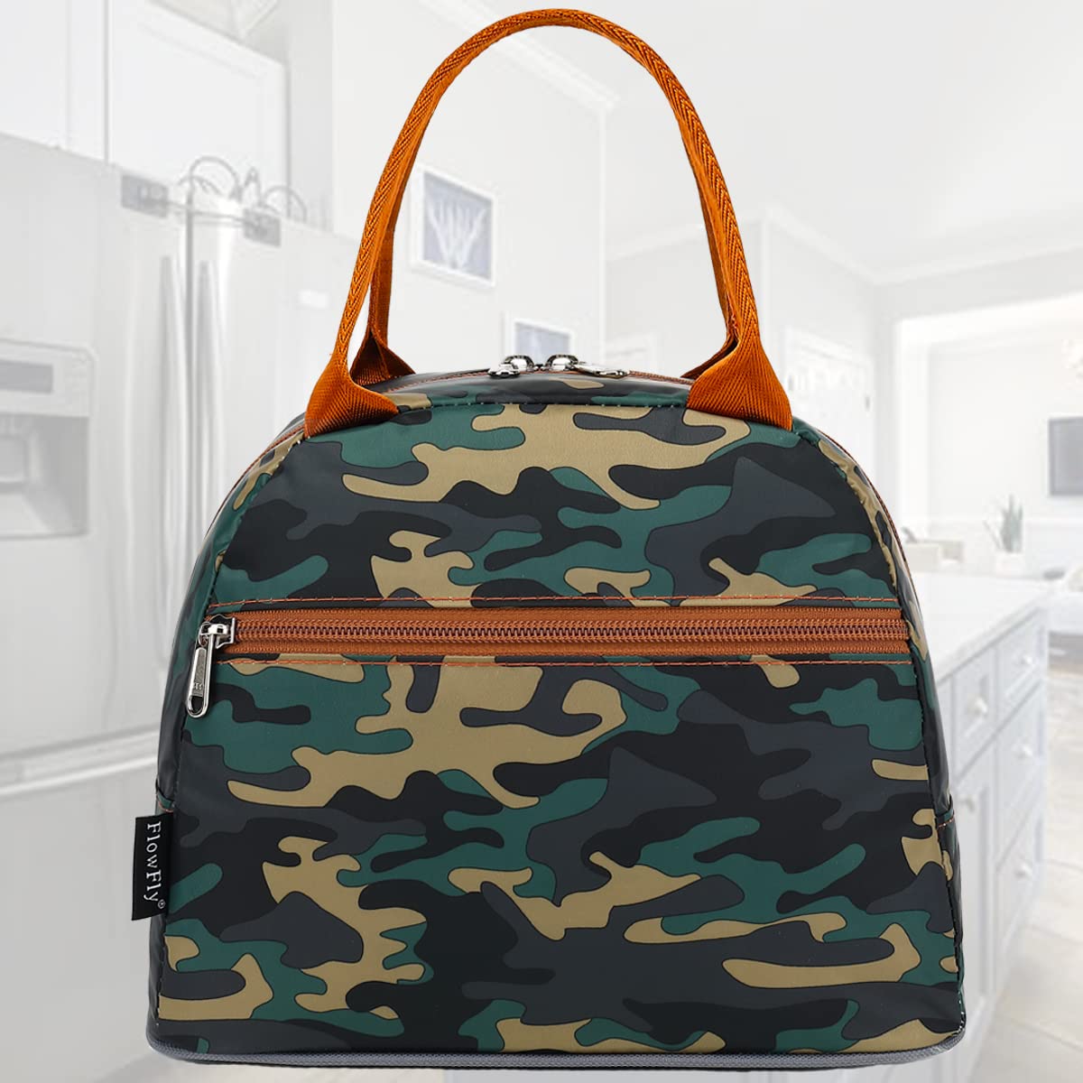 FlowFly Lunch Bag Tote Bag Lunch Organizer Lunch Holder Insulated Lunch Cooler Bag for Women/Men,Camo