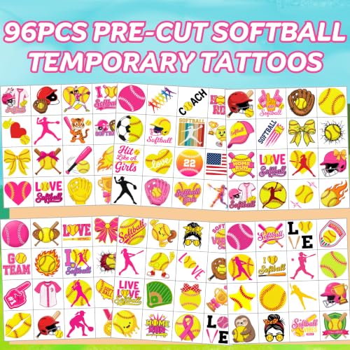 96 Softball Temporary Tattoos - Party Favors & Prizes
