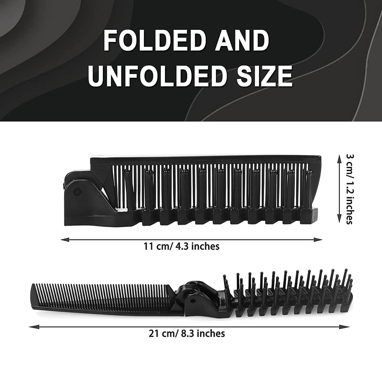 100 Pack Portable Travel Hair Comb Brush Foldable Massage Hair Comb Indidually Wrapped Anti-Static Styling Kits Black Folding Hair Combs Hairdressing Tools