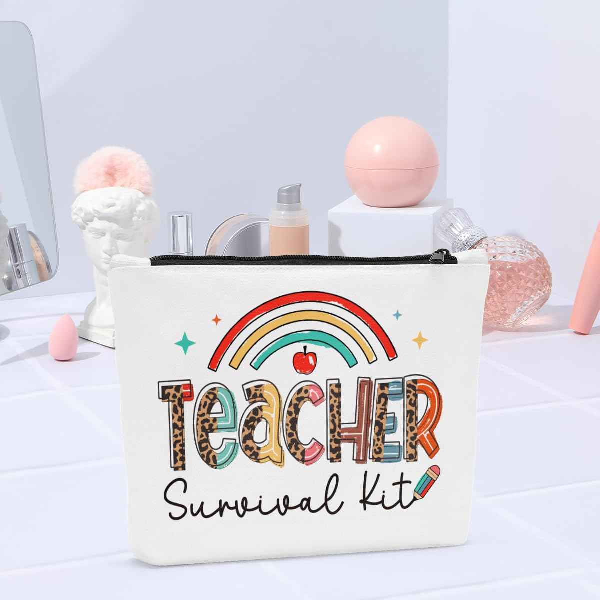 Sldpngo Teacher Survival Kit - Makeup Bag for Women, Birthday Gifts, Appreciation Gifts with Cosmetic Essentials