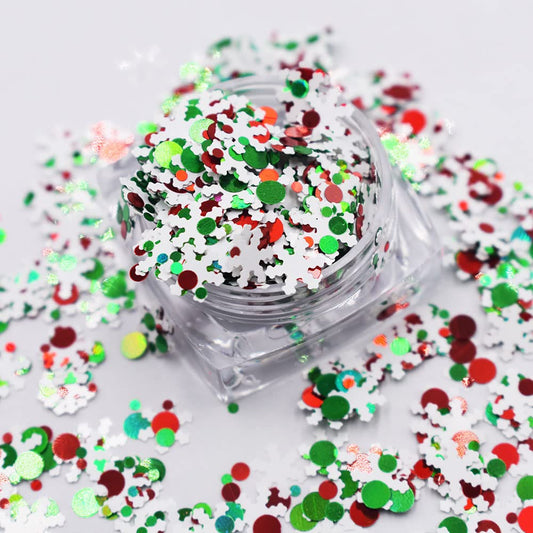 10 Grams/Pack - Christmas Holiday Snowflake Tree Mixes Series Glitter - Festival Rave Beauty Makeup Face Body Nail Art Craft Tumbler Decoration Christmas 8