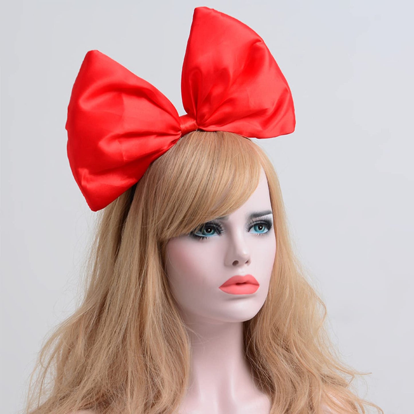 Halloween Bow Headband Big Bowknot Hair Hoops Huge Bow Headpiece Women Fluffy Bow Hair Bands Hairband Christmas Holiday Party Decoration Cosplay Costume Cute Handmade Hair Accessories 1 Pack Red