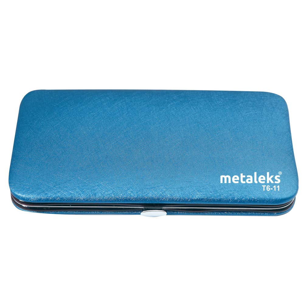 Metaleks 6PCS Eyelash Extension Tweezers In Magnetic Kit (Blue Titanium Coated 1)