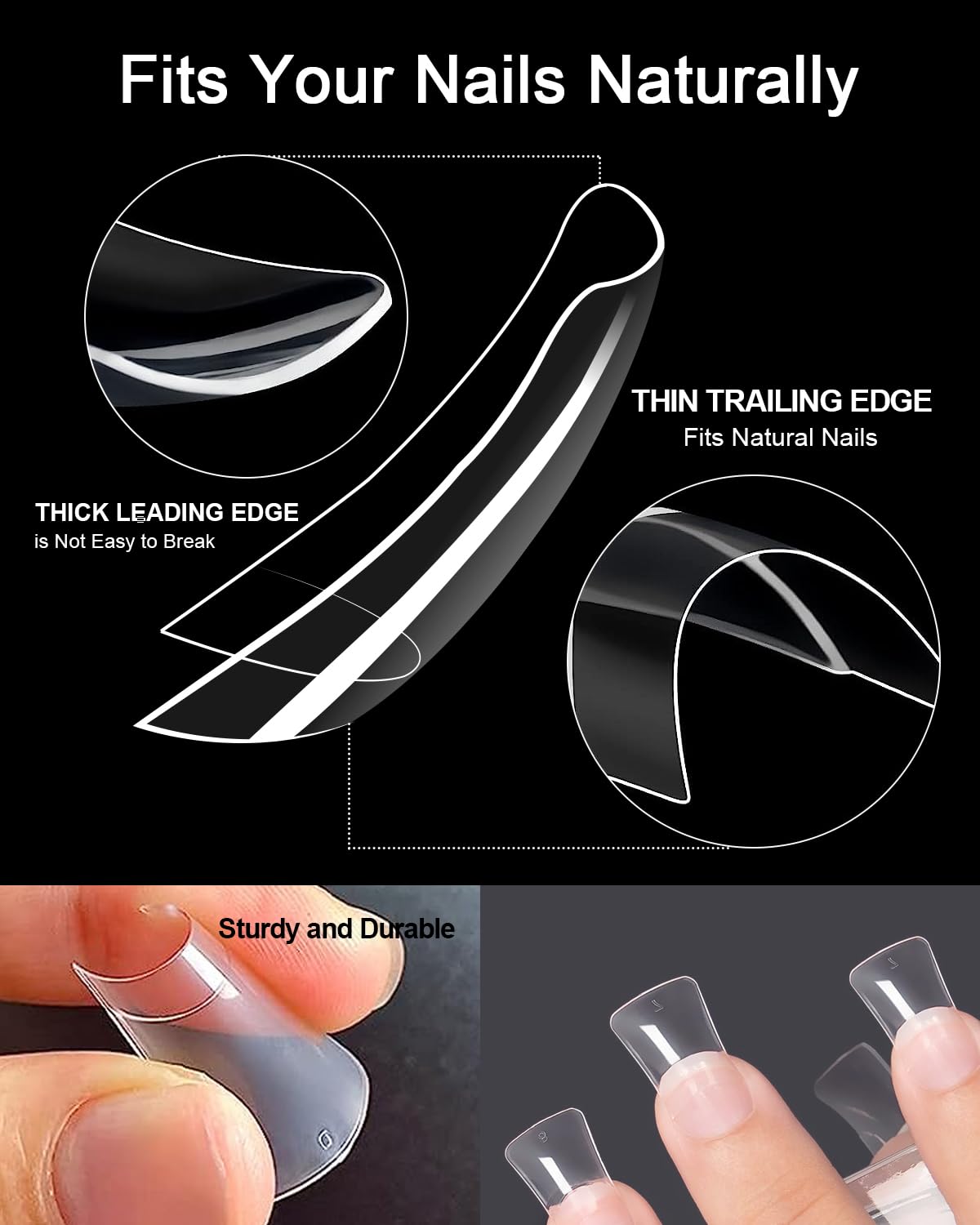 Spohom 1008PCS Clear Duck Nail Tips for Acrylic Nails Y2K Vibe Half Cover C Curve Wide French False Nail Extension Tips Acrylic Nail 10 Sizes With Nail File Home DIY Nail Salon