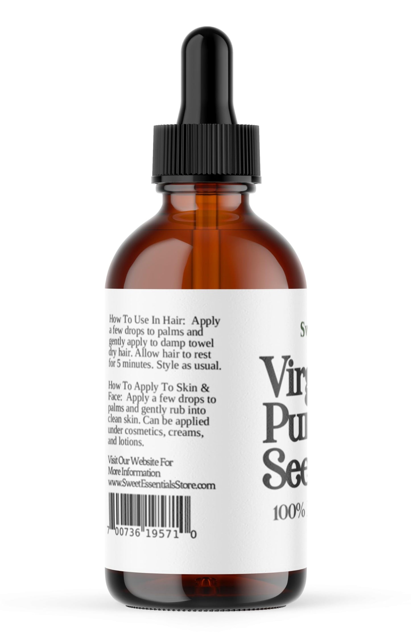 Sweet Essentials Organic Virgin Pumpkin Seed Oil | Imported From Austria | Various Sizes | 100% Pure| Unrefined | Cold-Pressed | Natural Moisturizer for Skin, Hair & Face (4 fl oz Glass)