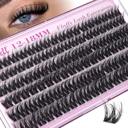 Pleell G.Fluant Fluffy D-Curl Eyelash Clusters 12-18MM Volume Lashes - Wispy, Natural Look