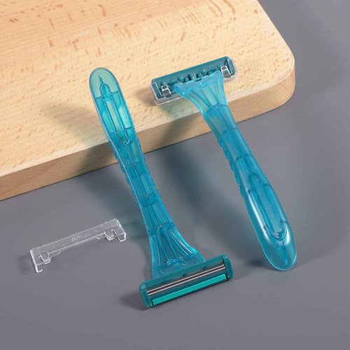 100 Pack Disposable Razors Individually Wrapped, Razors Bulk, Twin Stainless Steel Blade Razors for Hotel, Travel, Airbnb, Homeless (Blue)