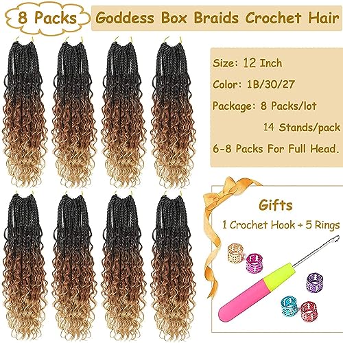 Goddess Box Braids Crochet Hair 12 Inch 8 Packs - Pre-Looped