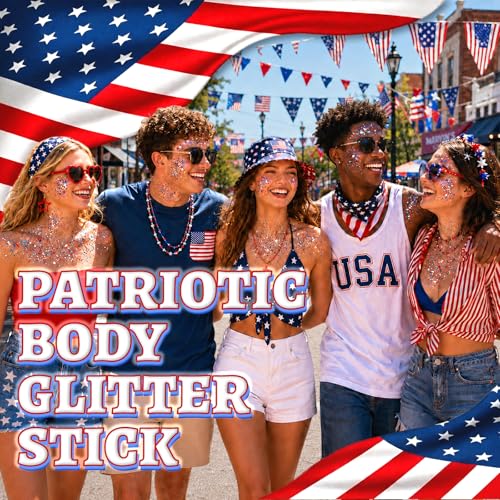 Patriotic Red White Blue Glitter Stick - Face Body Hair