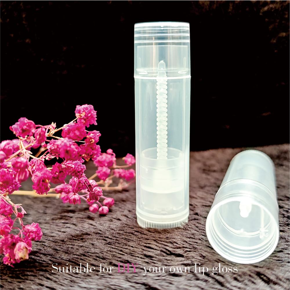 Youfuyi Lip Balm Container Round Tube 50 theclear empty tubes with lid for DIY lipstick, homemade Lip Balm (5.5 ml), BPA Free (Transparent)