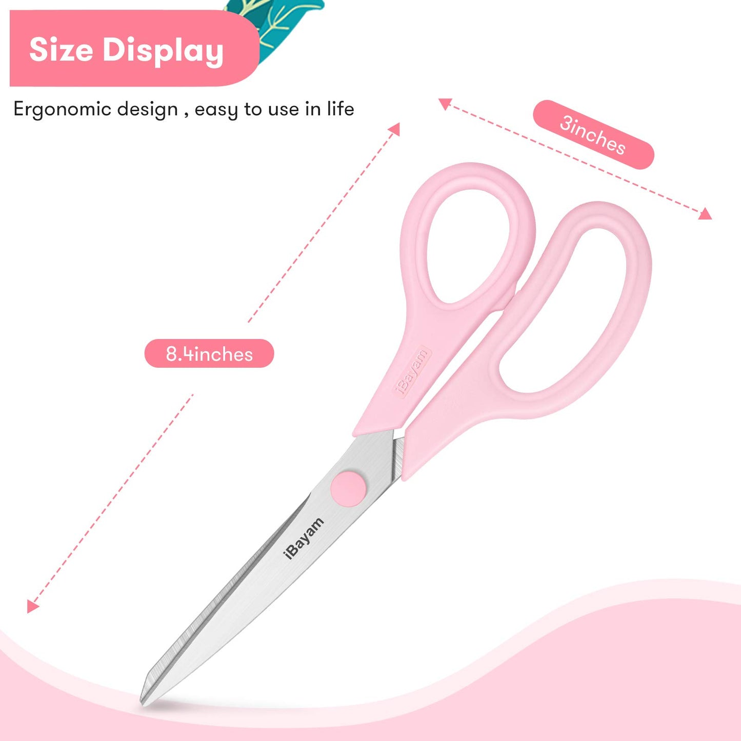 Scissors, iBayam 8" All Purpose Scissors Bulk 3-Pack, Ultra Sharp 2.5mm Thick Blade Shears Comfort-Grip Scissors for Office Desk Accessories Sewing Fabric Home Craft School Supplies, Right/Left Handed