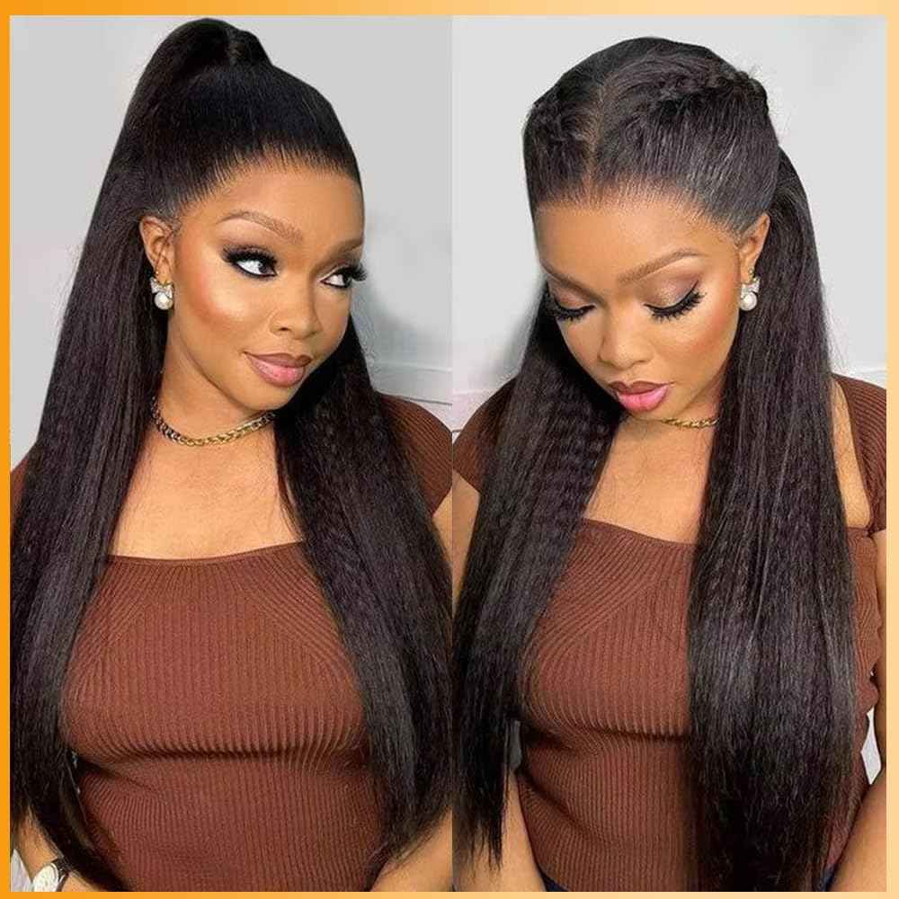 QTHAIR 16A Kinky Straight Lace Closure (16inch) 4x4 Free Part 150% Density Top Swiss Lace Natural Kinky Straight Human Hair Closure with Baby Hair