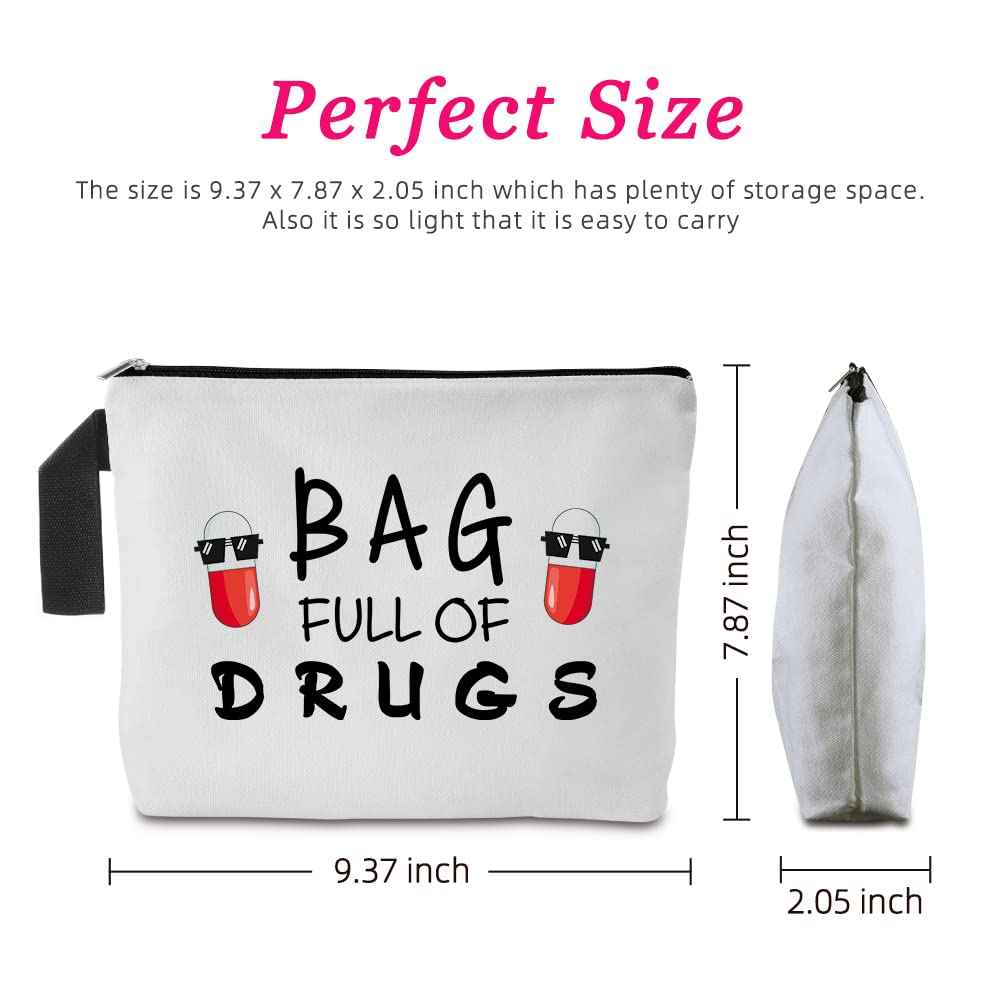 Yishuliwu Funny Medicine Bags for Women Travel Cosmetic Bag Full of Pill Bags Gifts for Nurse Sister Mom Bestie Grandma Friend for Birthday Christmas Appreciation Unique Gifts