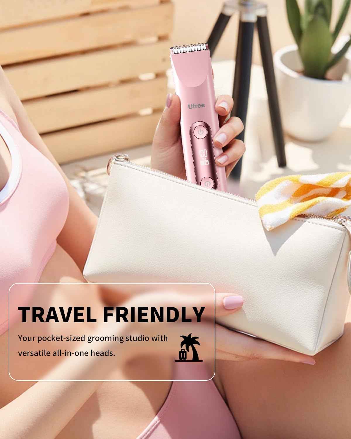 Ufree Bikini Trimmer Electric Razors for Women Dual Head, Pubic Body Hair Trimmer Electric Shaver for Face, Legs, Arm, Rechargeable Lady Shaver Waterproof, Summer Grooming Kit, Gifts for Her