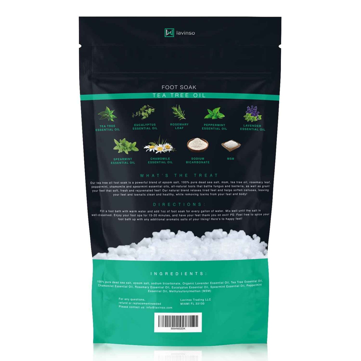 Tea Tree Oil Foot Soak with Epsom Salt - Made in USA - for Toenail Health, Athletes Foot, Stubborn Foot Odor, Softens Calluses & Soothes Sore Tired Feet - 2 LB