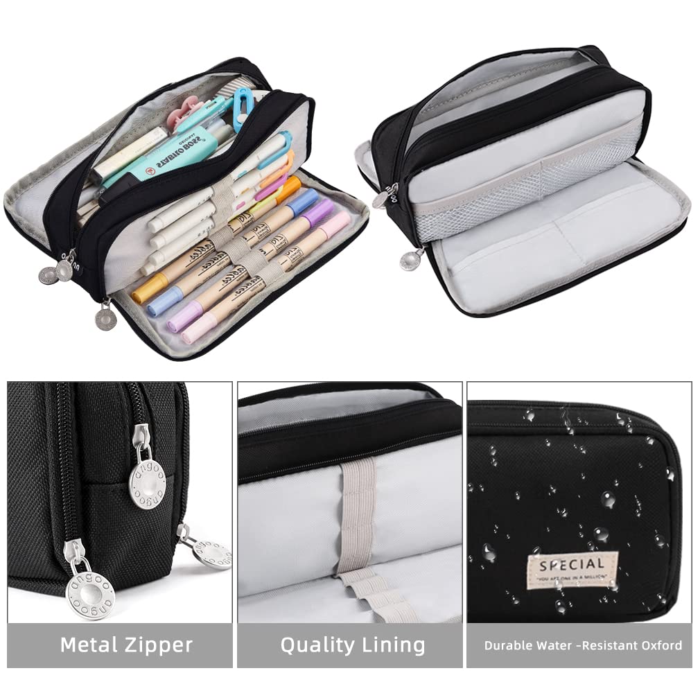 iSuperb Large Pencil Case 3 Compartments Pencil Pouch Big Capacity Pencil Bag for Kids Teen Girls Boys Student School Supplies Oxford Organizer Pen Bag Cosmetic Makeup Pouch