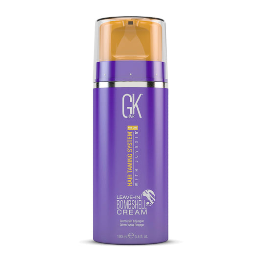 GK HAIR Global Keratin Leave In Bombshell Purple Cream (3.4 Fl Oz/100ml) Conditioning Smoothing Moisturizing Hydrating Frizz Control for Blonde Damaged Hair Removes Yellow Brassy Tones Flyaways