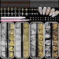 3D Starburst Nail Art Kit - Gold & Silver Alloy Charms & Beads
