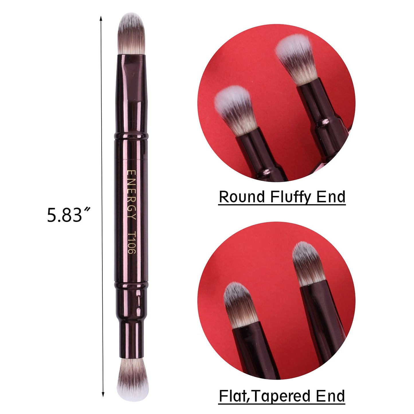 ENERGY Concealer Brush Under Eye Dual Airbrush Eyeshadow Blending Brushes with Cap - Blending,Buffing,Higlighting and Concealing with Liquid,Powder,Concealer,Cream,Highlighter 2-in-1 Eye Brushes