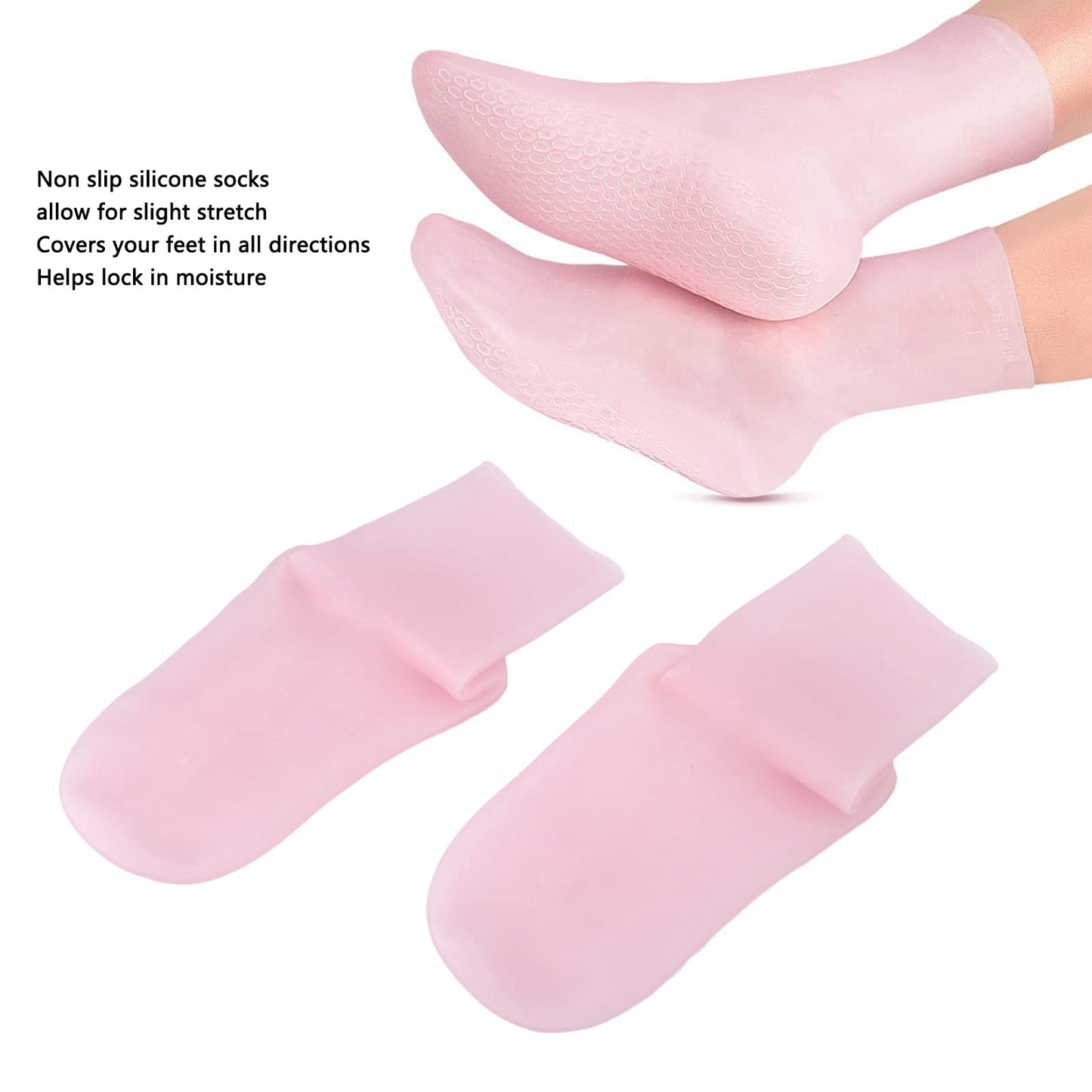 Soft Silicone Moisturizing Socks, 2 Sizes High Elastic Prevent Cracking Silicone Moisturizing Socks for Men and Women(S)