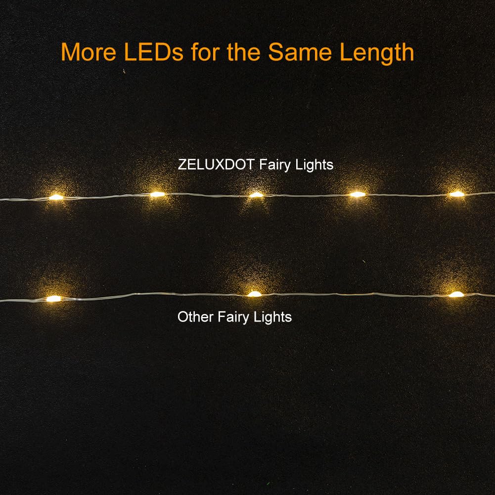 ZELUXDOT Fairy Lights Plug in,164FT 1000 LEDs Waterproof String Lights,LED Lights Stirp for Indoor Outdoor Christmas Wedding Birthday Patio Garden Decoration,Warm White