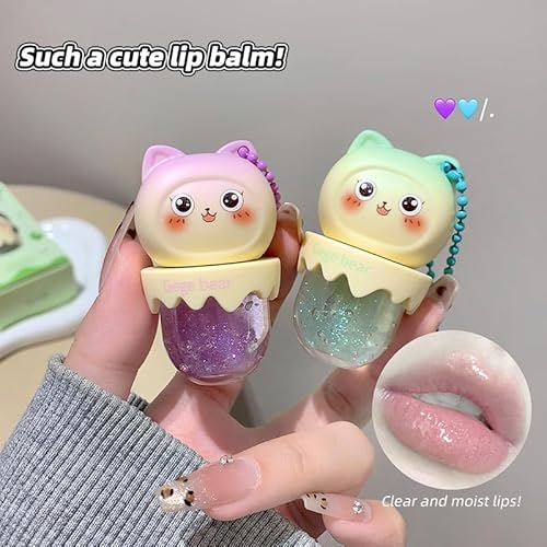Petansy Cute Lip Gloss for Girls, 4Pcs Fruity Flavors Moisturizing Gloss, Hydrating Jelly Lip Make Up,Birthday,Friendly, Party Gift