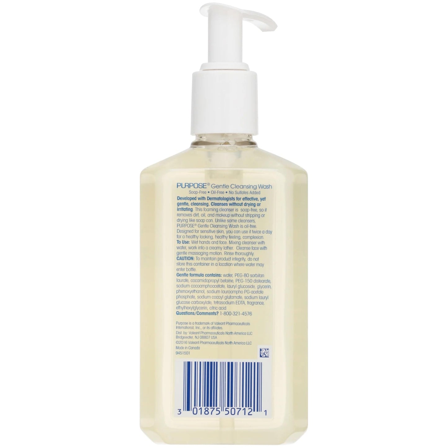 Purpose Gentle Cleansing Wash, 6-Ounce Pump Bottle