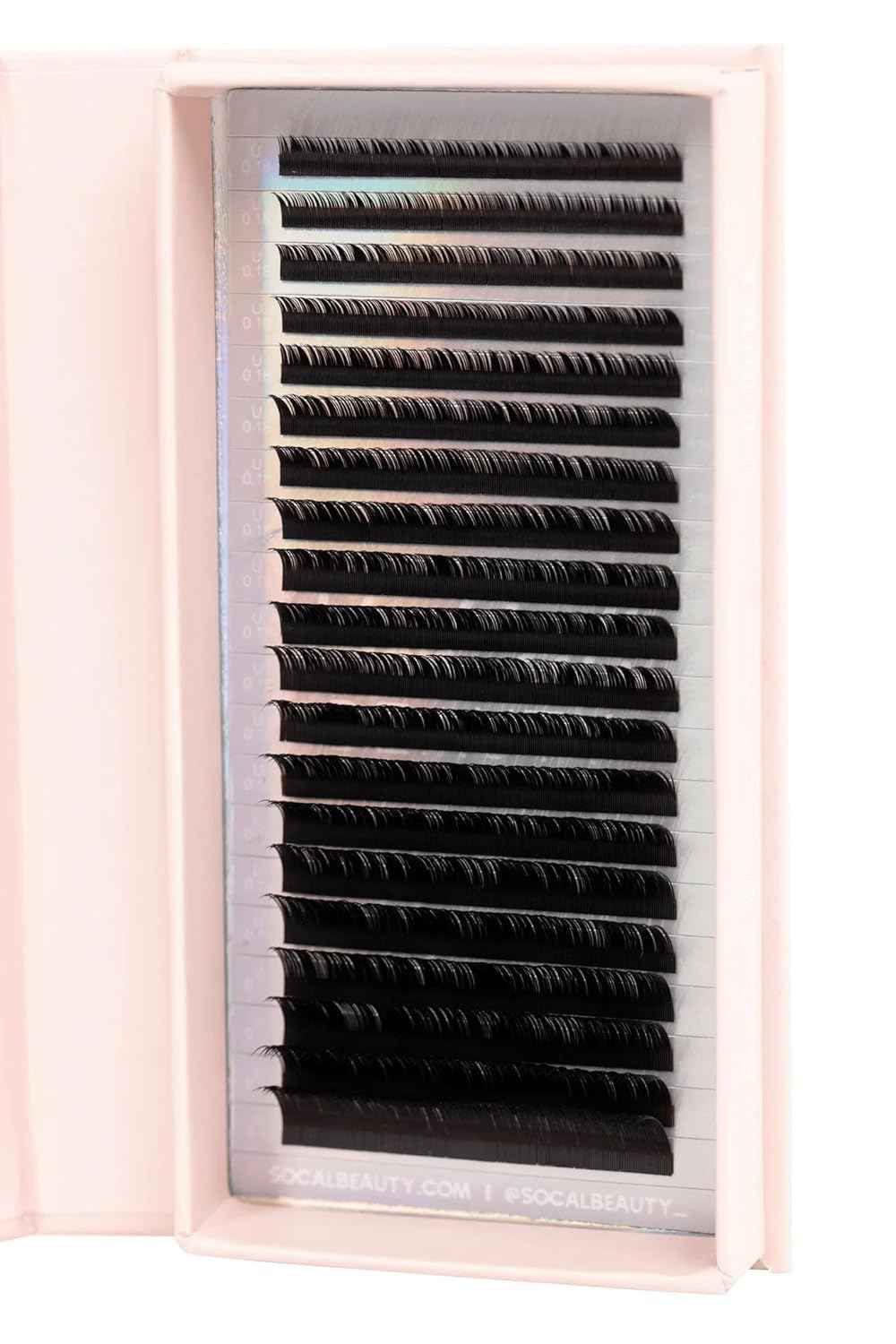 C Curl Mixed Lash Trays by SoCal Beauty - Faux Mink Eyelash Extensions (6-15mm), 20 Rows per Tray, Color-Coded, Aluminum Backing & Window View - Salon Quality Lashes