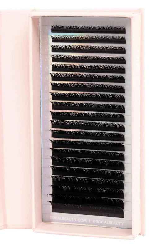 C Curl Mixed Lash Trays by SoCal Beauty - Faux Mink Eyelash Extensions (6-15mm), 20 Rows per Tray, Color-Coded, Aluminum Backing & Window View - Salon Quality Lashes