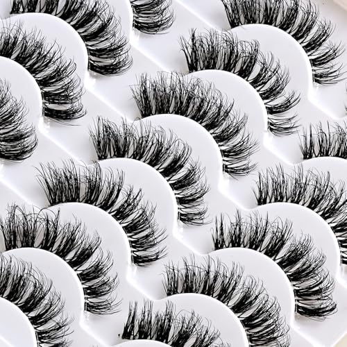 APCYUST Natural Wispy Cat Eye Lashes - 14 Pairs Clear Band