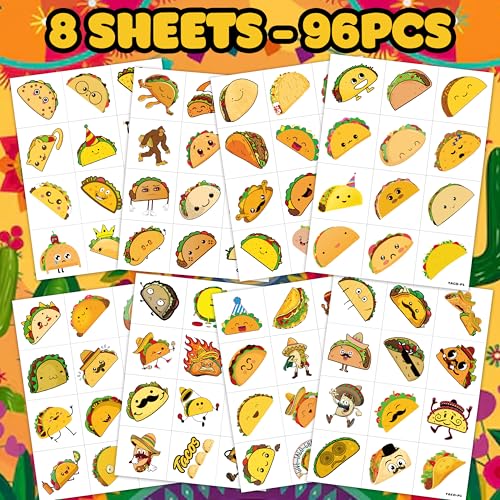96 Mexican Temporary Tattoos for Kids Party Favors