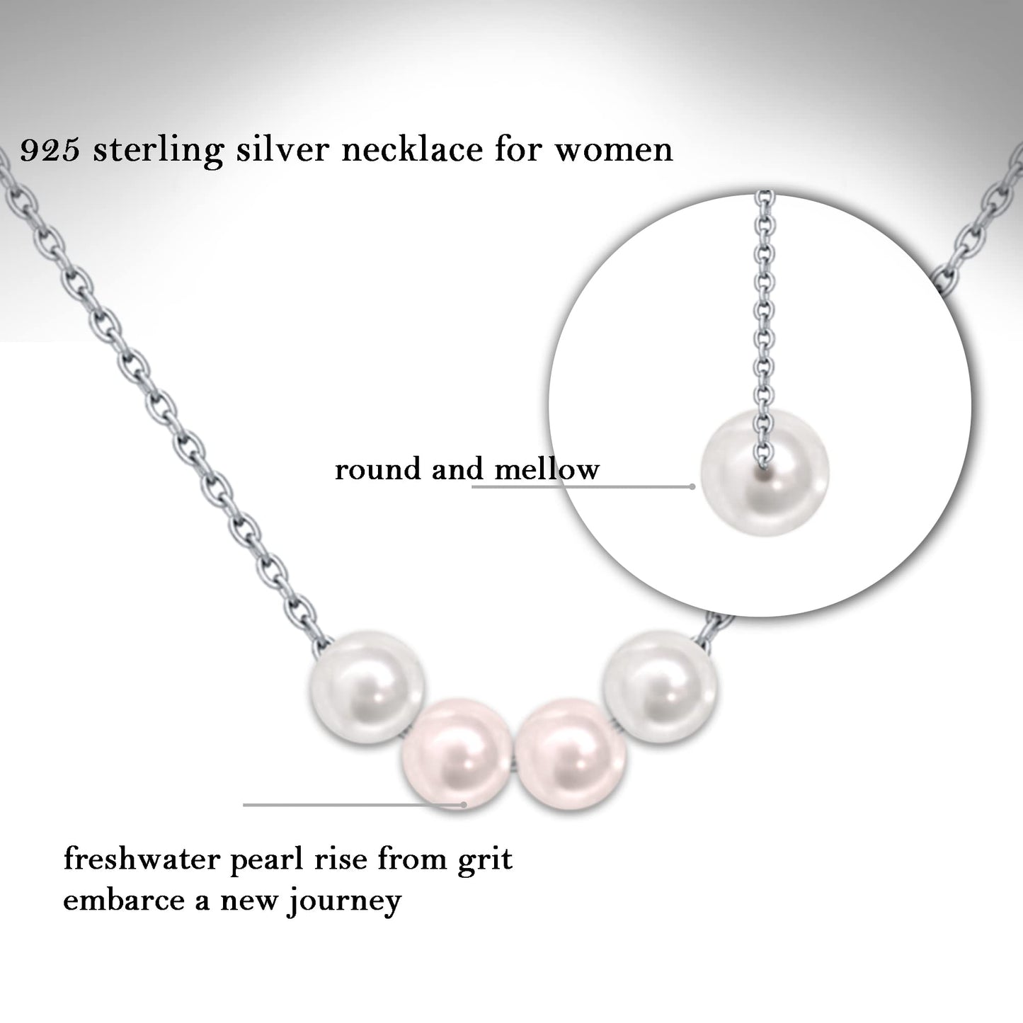 Sereney 40th Birthday Gifts Women 925 Sterling Silver Necklace Pearls Necklace with Four Pearls as 1984 40th Birthday Gifts for Women Female or Gifts for 40 Year Old Wife, Birthday Jewelry for Women