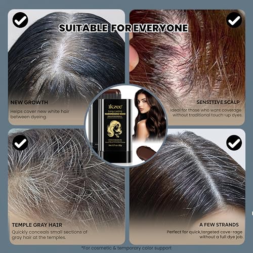 Root Touch Up Hair Color Stick with Built-In Comb, Black