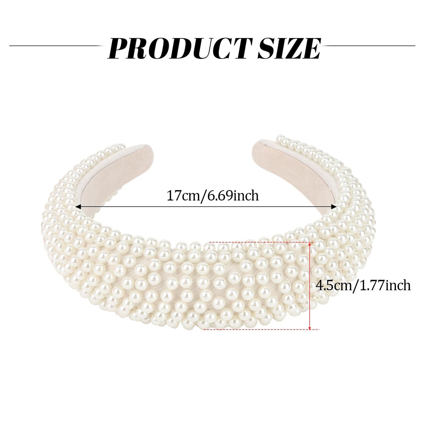 YISSION 1PC White Pearl Headband for Women Non Slip Jeweled Head Band Sparkly Beaded Hairband Fashion Padded Headbands for Women Wedding Bridal Headband Hair Accessories for Women Girls