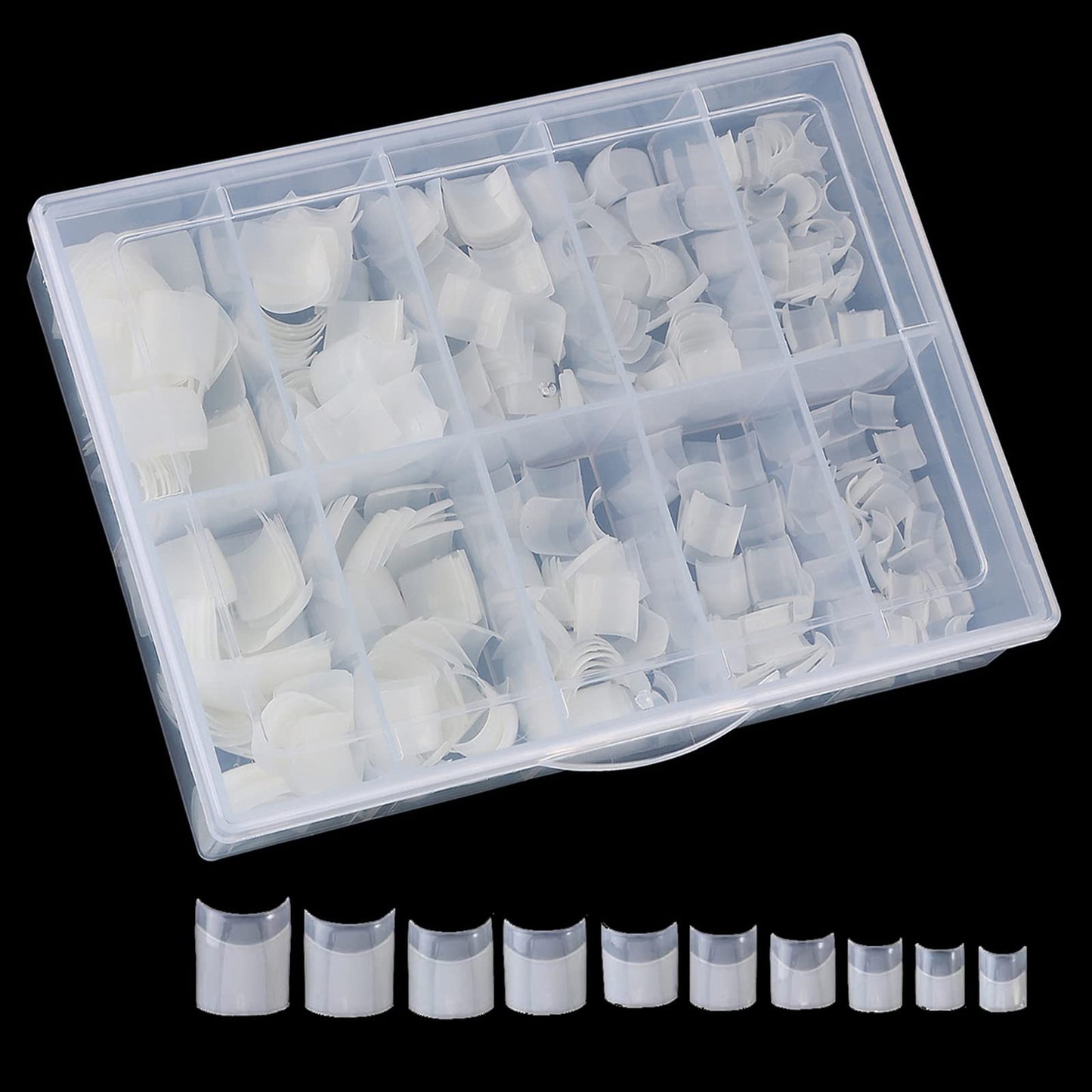 Beuniar Acrylic Natural Nail Tips 500Pcs Short French Artificial Square False Tip for Manicure with Storage Box