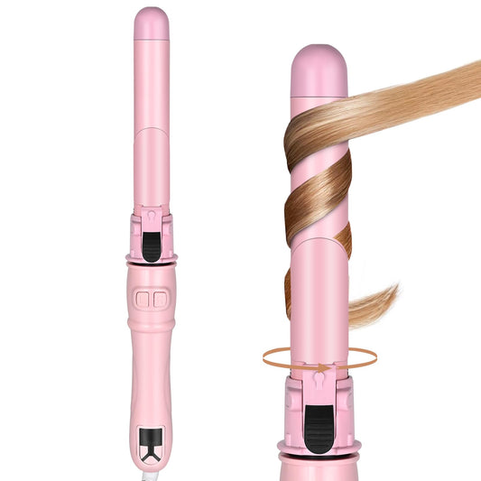 GREEN BREATH Classic Rotating Curling Iron,Automatic Curling Iron,Roating Hair Curler,Negative ion Curling Iron,1.1inches (About 28mm), Suitable for All Hair Types,Double Voltage,Pink