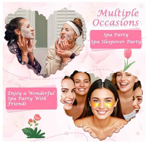 VESPRO 110PCS Spa Party Supplies for Girls Spa Party Favors Include Face Masks Skincare,Hand Cream,Lip Balm,Eye Patches,Lip Mask,mini Hair Brush, Stocking Stuffers for teen Girls，Sleepover Party gifts