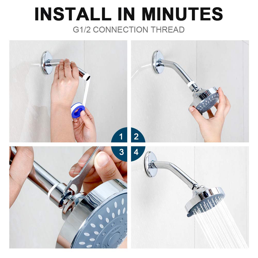 HOPOPRO 5-Mode High Pressure Shower Head - Consumer Reports, The Washington Post, NBC News, TODAY TV Show Recommended - High Flow Fixed Showerheads Bathroom Rain Showerhead (4 Inch Silver)