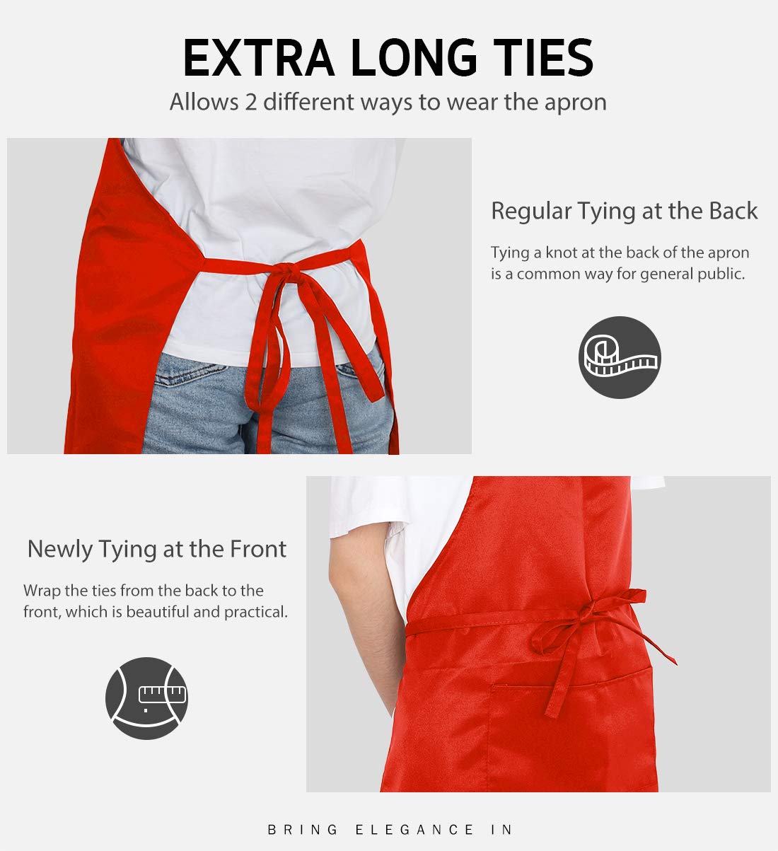 Syntus 2 Pack Adjustable Bib Apron Waterdrop Resistant with 2 Pockets Cooking Kitchen Aprons for BBQ Drawing, Women Men Chef, Red