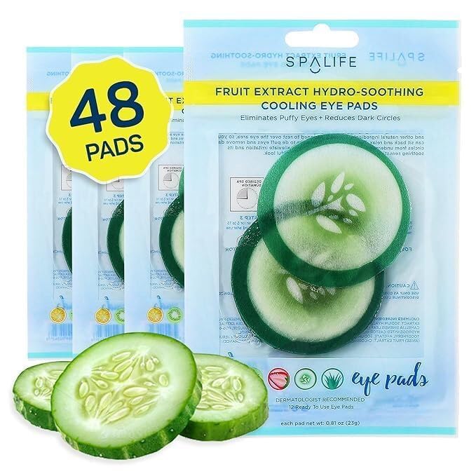 SpaLife Cucumber Eye Pads for Puffy Eyes & Dark Circles (48 Count)