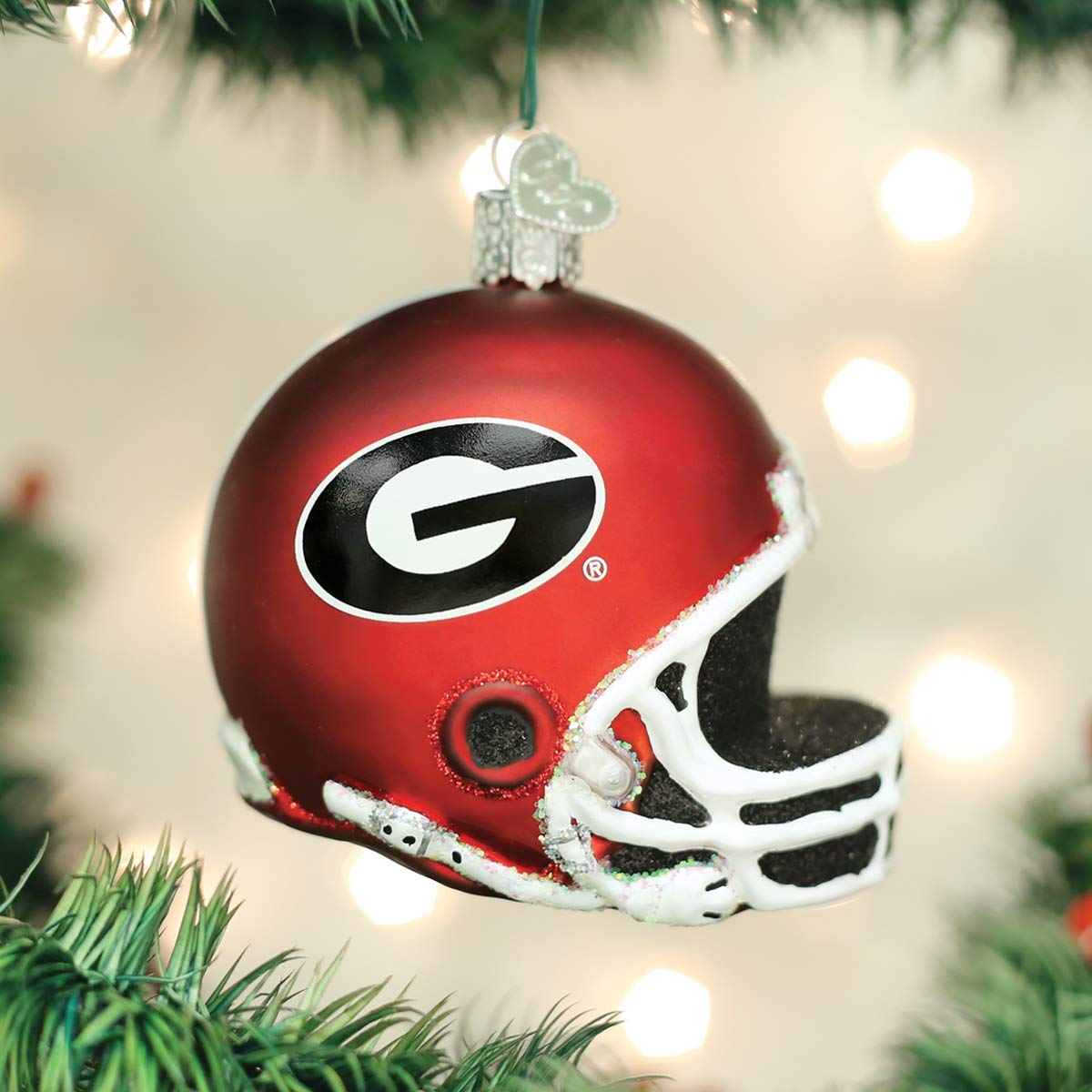 Old World Christmas Ornaments: University of Georgia Bulldogs Glass Blown Ornaments for Christmas Tree, Helmet