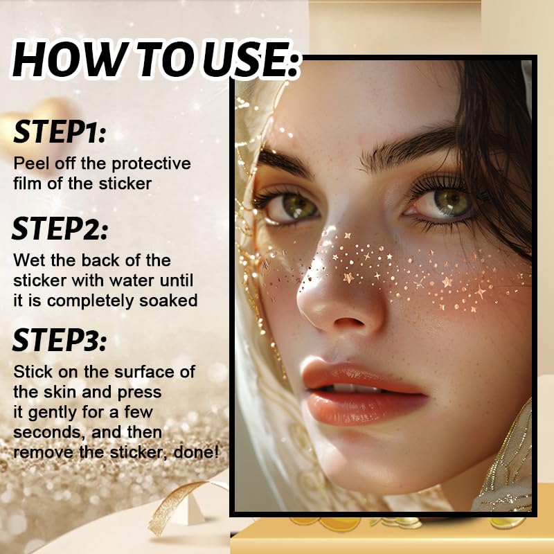 Gold Face Freckle Stickers 12 Sheets Waterproof