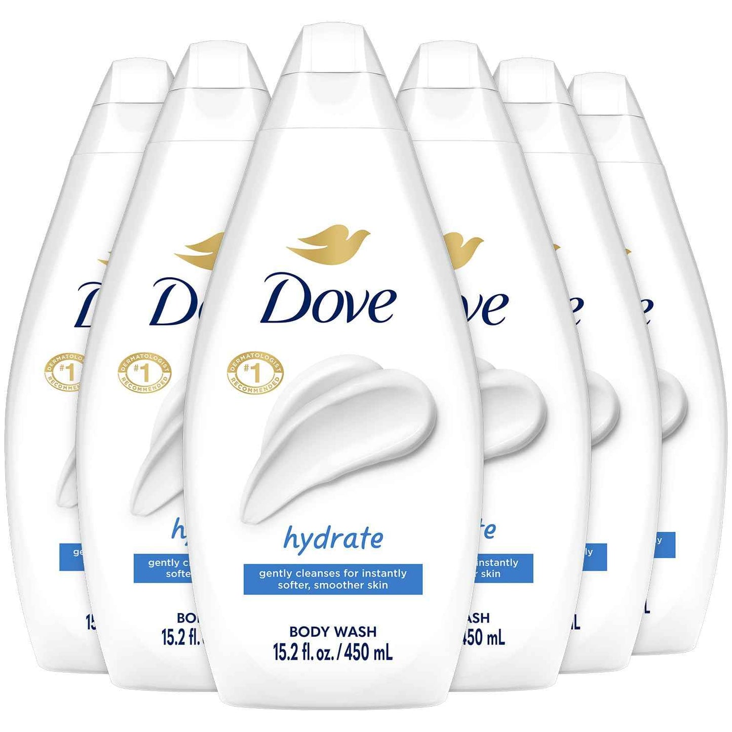 Dove Body Wash, Hydrate 6-Pack – Moisturizing Cleanser for Smooth, Soft Skin, 15.22 Oz Ea