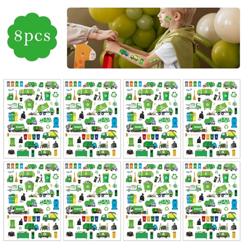 Garbage Truck Temporary Tattoos - 8 Sheets 300+ Stickers