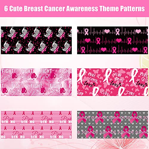 6 Pieces Breast Cancer Awareness Hair Scrunchies Velvet Hair Tie Scrunchy Pink Ribbon Elastic Hair Bands Ropes Ponytail Holders Hair Accessories for Women Girls (Charming Pattern)