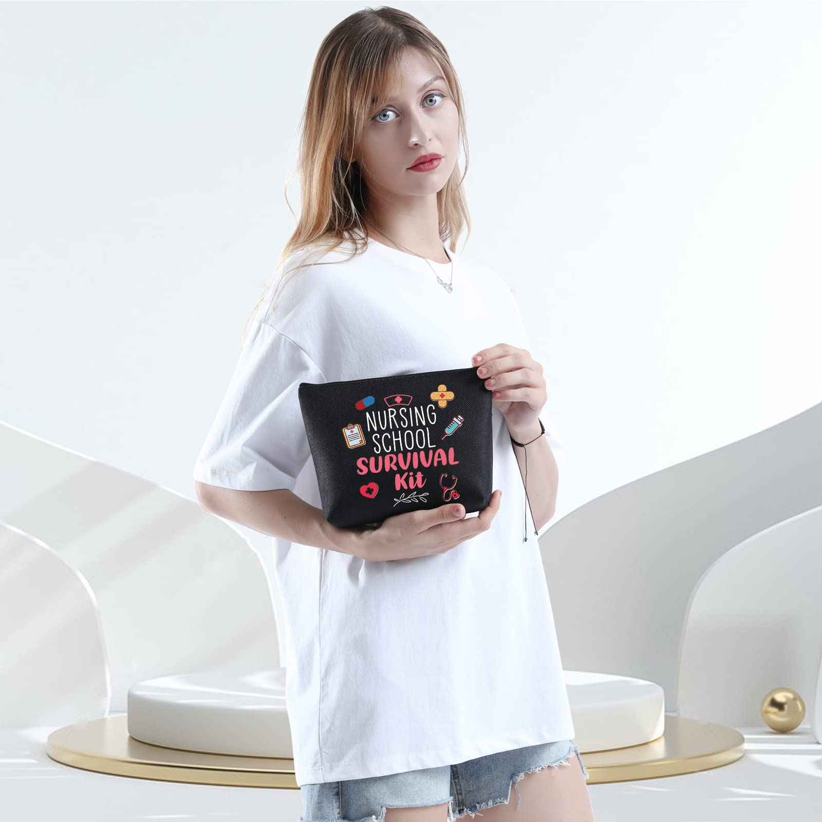 WCGXKO Nurse Gift Nurse Cosmetics Gift Nursing School Survival kit Gift for RN CNA LPV BSN LVP (NURSING SCHOOL black)