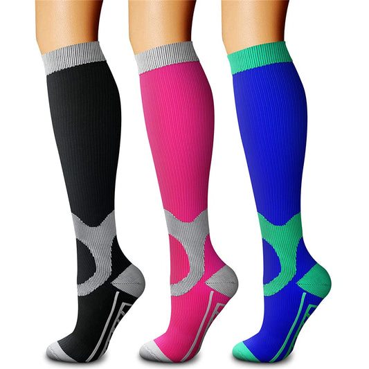 CHARMKING Compression Socks for Women & Men Circulation (3 Pairs) 15-20 mmHg is Best Athletic for Running, Flight Travel, Support, Cycling, Pregnant - Boost Performance, Durability (S/M, Multi 17)