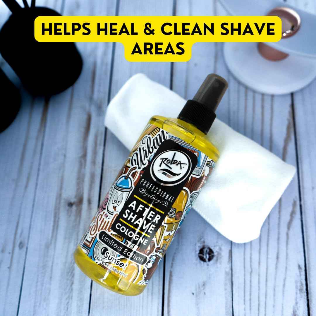 Rolda Sunset After Shave Tonic Cologne For Men - Post Shave Tonic Spray, Calms Irritation, Helps Heal & Clean Shaved Areas, Masculine Citrusy Fragrance (14.54oz | 430ml) (Pack of 2)