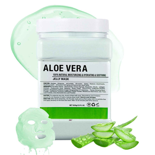 LUCKY CAT Jelly Mask for Facials Professional, Hydrating & Moisturizing Peel-Off Gel Jelly Face Mask Skin Care for Deep Hydration & Glow, Professional Spa Use for All Skin Types 23 Fl Oz (Aloe Vera)